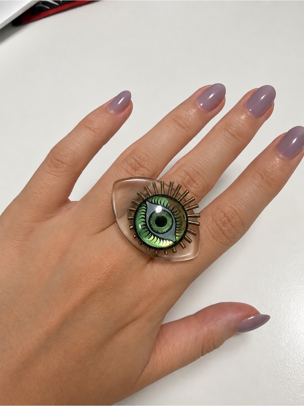 Green and Gold Eye Statement Ring - Women Jewelry